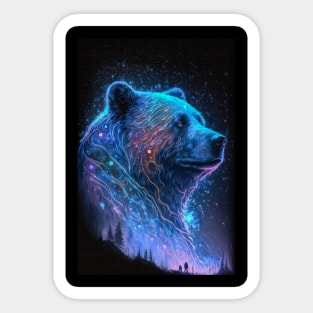 Gizzly Bear Animal Portrait Painting Wildlife Outdoors Adventure Sticker